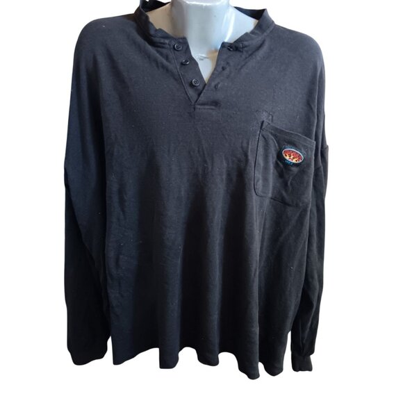 3XL Rasco FR Mens Black Long-Sleeve Henley Shirt Distressed Logo - Picture 2 of 5